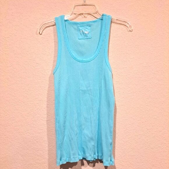 Aerie light blue teal ribbed tank top sleeveless womens size Large - Picture 1 of 4